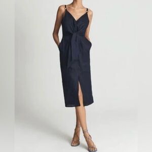 Reiss Navy Midi Dress